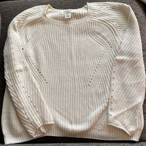 Workshop | Size Medium | Women's Chunky Ivory Knit Crewneck Sweater Long Sleeve